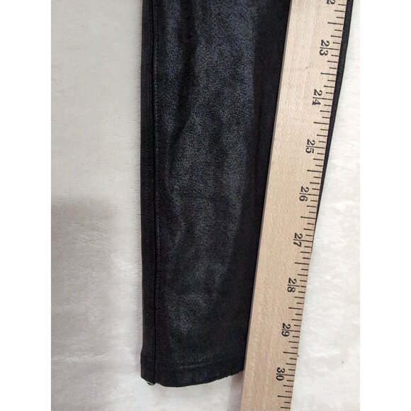 Spanx Faux Leather Leggings Women M Tall Black Shiny Shapewear Stretch Rocker - Picture 11 of 12